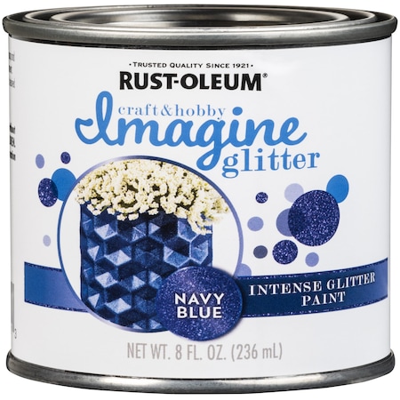 Rust-Oleum Glitter Paint, Glitter Navy Blue, 8 oz 350117